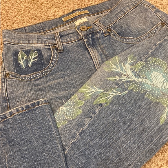 Z. Cavaricci Denim - Z. Cavaricci Ladies Blue Straight Jeans w/Beading & Paint#M300-5664 Cut#CZ 0972
